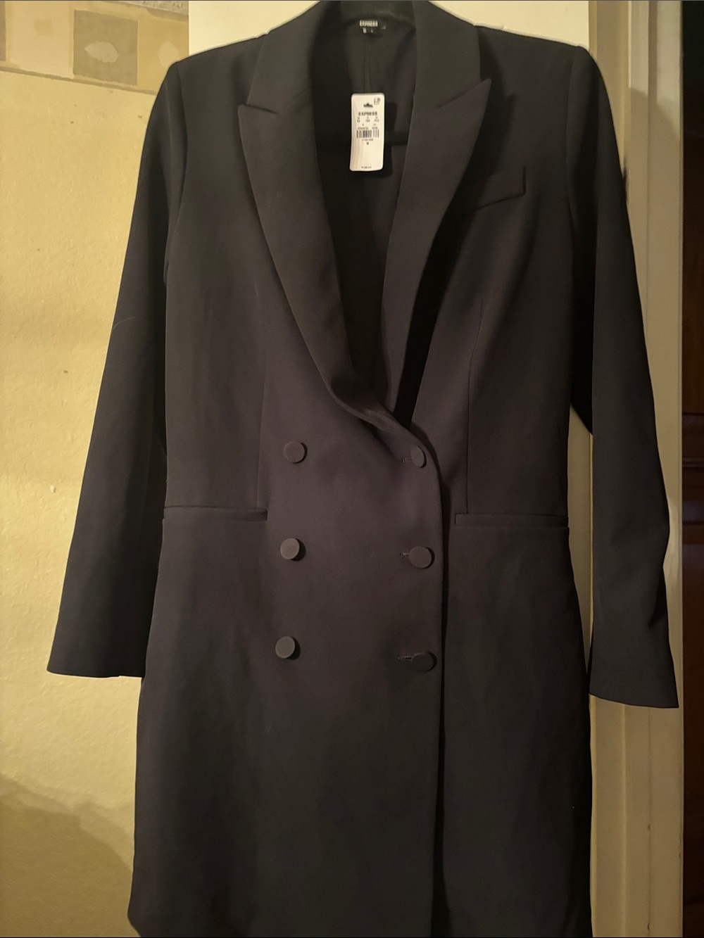 Express Black Double-Breasted Midi Blazer Dress